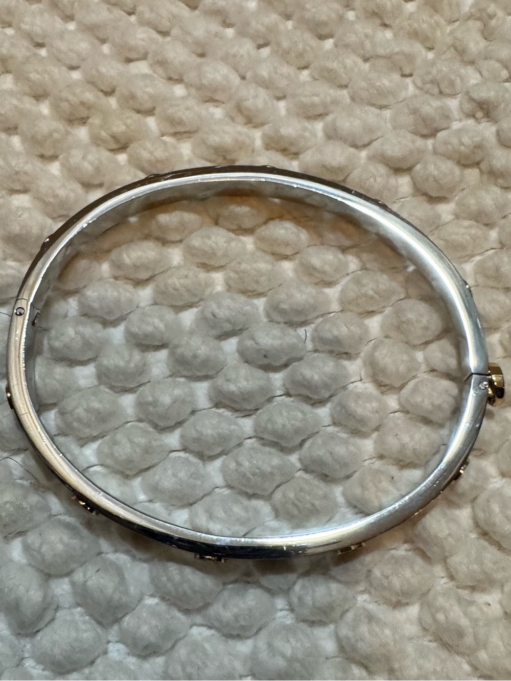 Tory Burch Silver-Tone Logo Bangle Bracelet - Picture 5 of 7